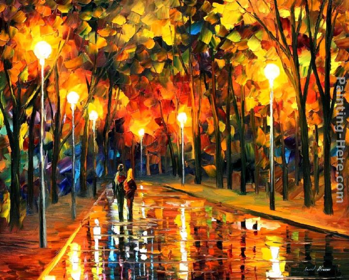 Leonid Afremov STROLL AFTER THE RAIN painting anysize 50 off STROLL